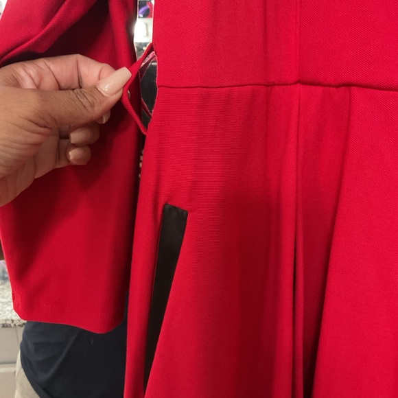 Torrid Vibrant Red Long Sleeve Dress with Black Accents - Picture 4 of 10